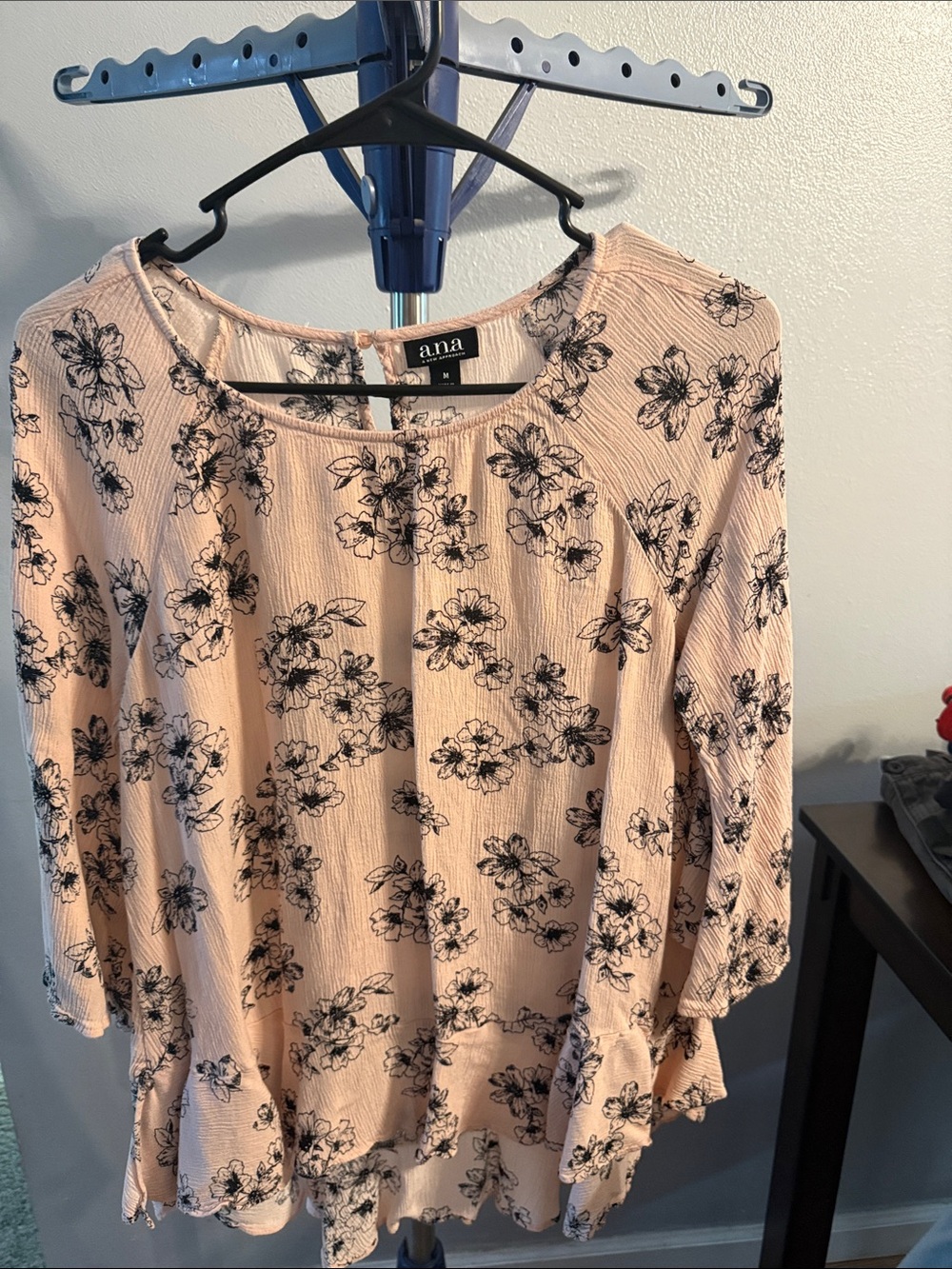 a.n.a Blush Pink Floral Peplum Top